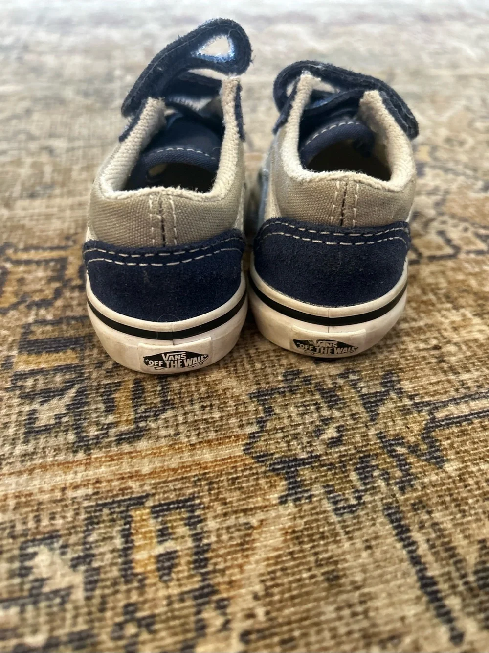 Vans Kids Navy and White Velcro Skate Sneakers
